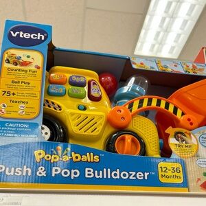 NEW IN BOX! VTech Pop-a-Balls Push & Pop Bulldozer - Vibrant Yellow and Orange